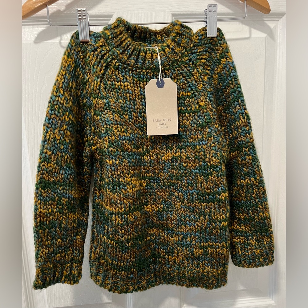 Zara Knit Baby Collection 3-4yo Multicolor Tight Knit Long Sleeve Sweater NEW